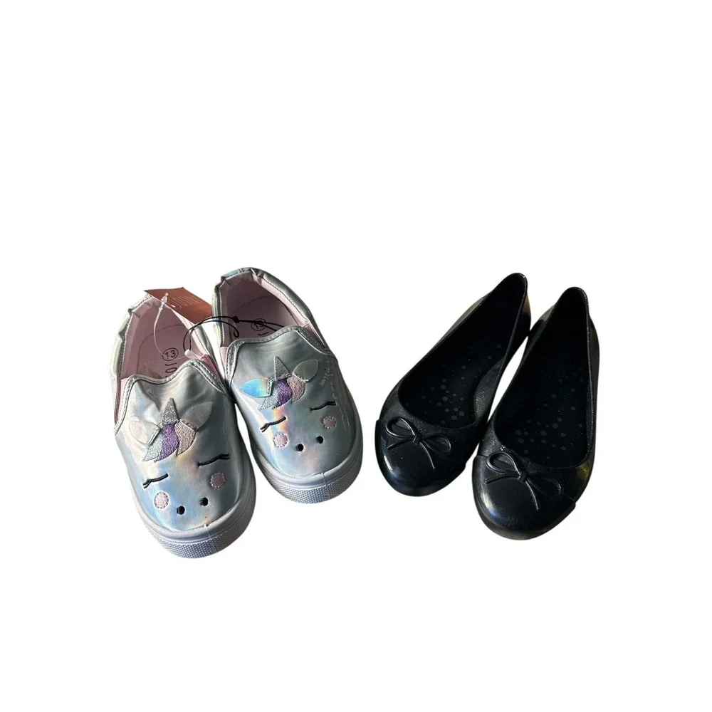 Kids Shoes Bundle Josiny Unicorn Slip-On + Mini Melissa Jelly Ballet Flats Sz 13